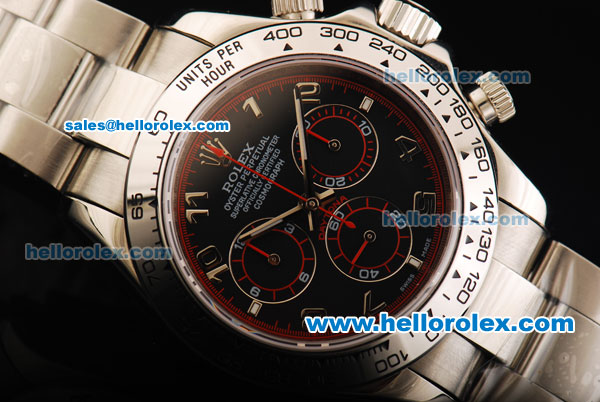 Rolex Daytona Swiss Valjoux 7750 Automatic Movement Full Steel with Black Dial and Arabic Numerals - Click Image to Close